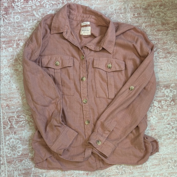 American Eagle Outfitters Mauve Button-Down Shirt - Picture 4 of 4